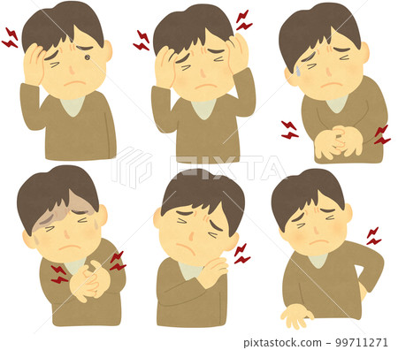 A set of men who feel pain in the body A set of men who feel pain in the body 99711271