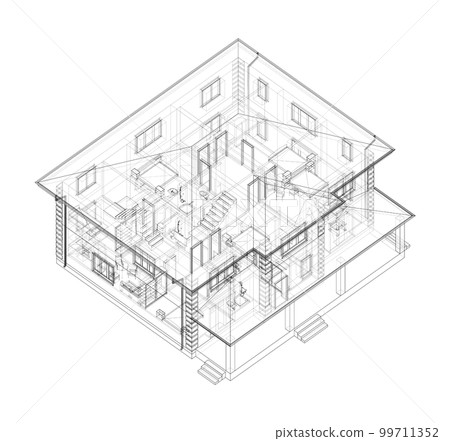 Residential building technical drawing 99711352