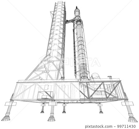 Space Rocket on launch pad 99711430