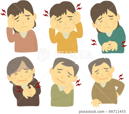 A set of people who feel pain in their bodies 99711455