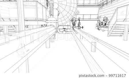 Sketch of industrial equipment Sketch of industrial equipment 99711617