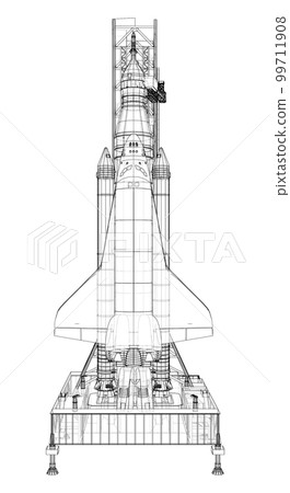 Space Rocket on launch pad 99711908