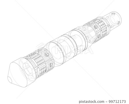 Outline drawing or sketch of cylindrical device Outline drawing or sketch of cylindrical device 99712173