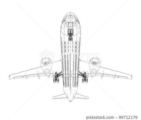 Airplane in wire-frame style Airplane in wire-frame style 99712176