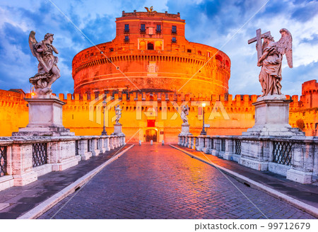 Rome, Italy. Ancient Castel Sant Angelo, Roman Empire landmark in Roma, Lazio. Rome, Italy. Ancient Castel Sant Angelo, Roman Empire landmark in Roma, Lazio. 99712679