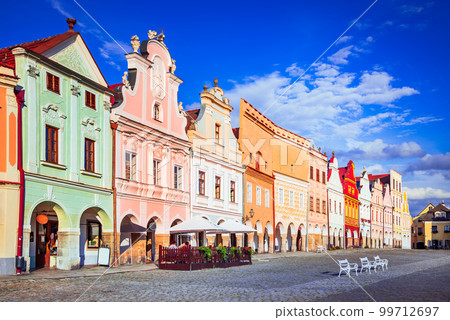 Telc, Czech Republic. Historical city, Moravia famous world heritage. Hradce Square. Telc, Czech Republic. Historical city, Moravia famous world heritage. Hradce Square. 99712697
