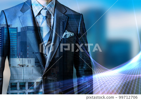 Elite businessman and office building 99712706