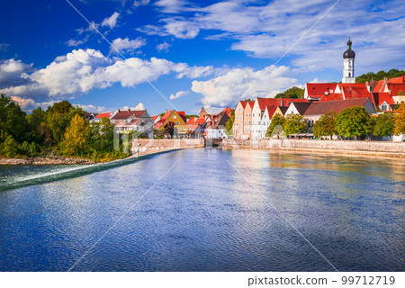 Bavaria. Germany. Landsberg am Lech - beautiful old town over river Lech, travel on Romantic Road. 99712719