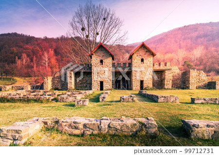 Castrum Arutela, Romania - Ancient roman ruins of Dacia Inferior province. 99712731