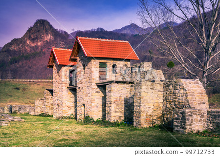 Castrum Arutela, Romania - Ancient roman ruins of Dacia Inferior province. Castrum Arutela, Romania - Ancient roman ruins of Dacia Inferior province. 99712733