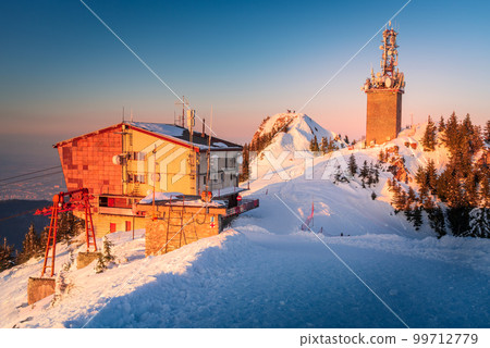 Poiana Brasov, Romania. Postavaru Mt. in Carpathians, winter landscape. 99712779