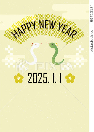 New Year's card postcard material for the illustration of the year of the snake in 2025 Japanese style 99713184