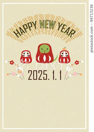 New Year's card postcard material for the illustration of the year of the snake in 2025 Japanese style 99713236