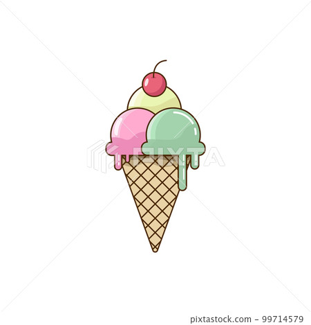 Ice cream pastel cartoon color style for summer isolated on white background. Vector illustration Ice cream pastel cartoon color style for summer isolated on white background. Vector illustration 99714579