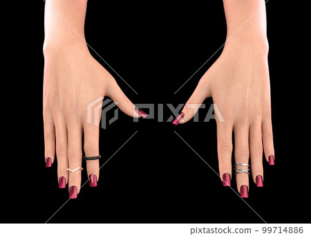 3D Hand with square red nails 3D Hand with square red nails 99714886