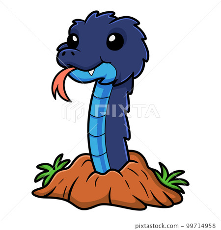 Cute blue spiny bush viper cartoon out from hole 99714958