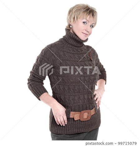 beautiful woman in knitted sweater. isolated on a white beautiful woman in knitted sweater. isolated on a white 99715079