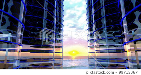 New York - view of Manhattan Skyline by night New York - view of Manhattan Skyline by night 99715367