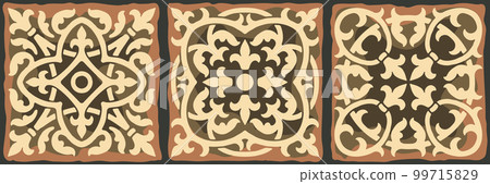 Ancient ceramic tile pattern. Wall or floor texture. Decorative antique stone ornament. 99715829