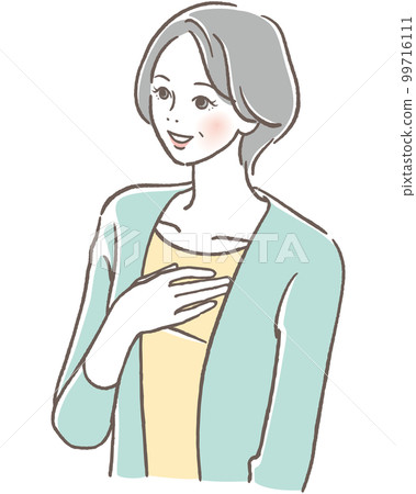 手放在胸前的高級女人 手放在胸前的高級女人 99716111