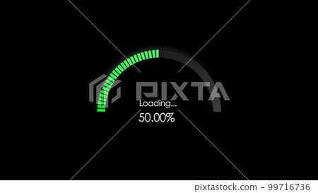 Green loading info graphics animation of number digits, from zero to hundred number changing. 3d render. Green loading info graphics animation of number digits, from zero to hundred number changing. 3d render. 99716736