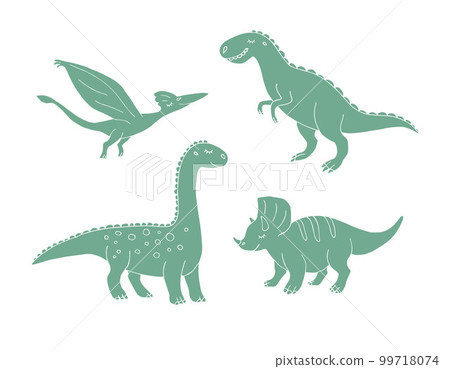 Vector set bundle of different green dinosaur 99718074
