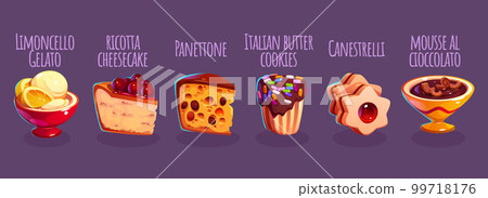 Italian desserts and pastry, cake, cookies 99718176