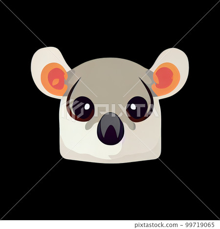 Koala head sticker on black background. Cute cartoon animal illustration. AI-generated Koala head sticker on black background. Cute cartoon animal illustration. AI-generated 99719065