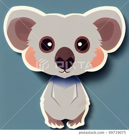 Gray koala in full growth sticker. Cute cartoon character illustration. AI-generated Gray koala in full growth sticker. Cute cartoon character illustration. AI-generated 99719075