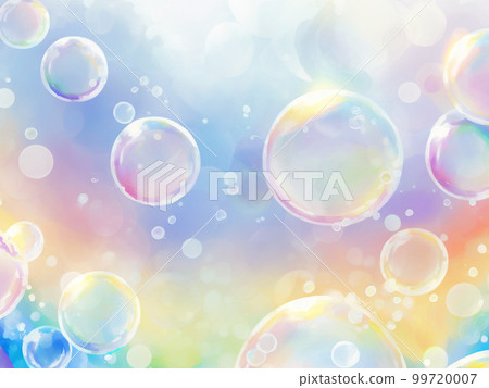 Watercolor style soap bubble illustration background material Watercolor style soap bubble illustration background material 99720007