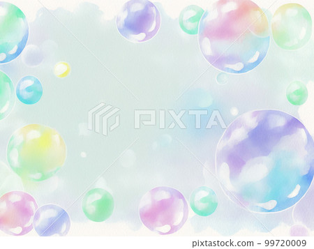 水彩風格肥皂泡插畫背景素材 水彩風格肥皂泡插畫背景素材 99720009