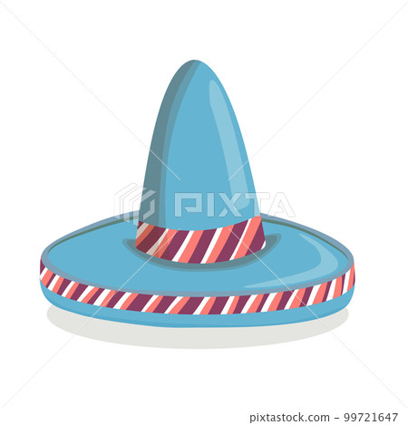 Mexican ethnic sombrero hat isolated element. Vector drawing illustration for icon, game, packaging, banner. Wild west, Mexico concept. Traditional Mexican wide brimmed hat Mexican ethnic sombrero hat isolated element. Vector drawing illustration for icon, game, packaging, banner. Wild west, Mexico concept. Traditional Mexican wide brimmed hat 99721647