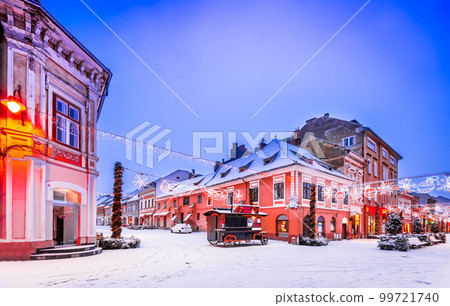 Brasov, Romania. Famous travel city in Transylvania, winter Christmas scenics 99721740