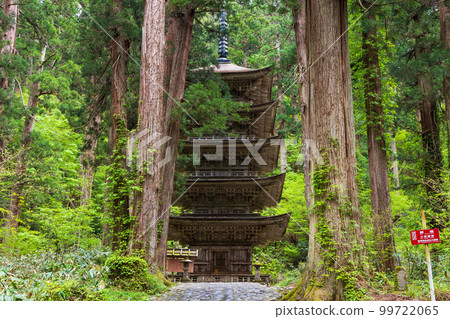 山形初夏 鶴岡 新綠中的羽黑山 出羽三山 國寶五層塔 99722065