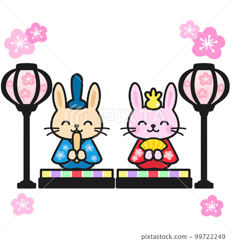Hinamatsuri 皇帝和玩偶、兔子和紙燈籠 Hinamatsuri 皇帝和玩偶、兔子和紙燈籠 99722249