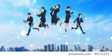 People using digital terminals and communication networks DX IoT smart city 99722253