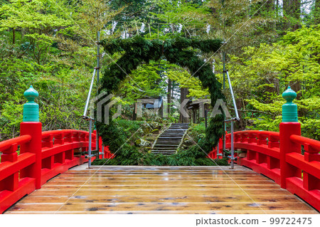 Early summer in Tsuruoka, Yamagata Mt. Haguro in the fresh greenery of Dewa Sanzan Shrine Shinkyo and Chinowa Early summer in Tsuruoka, Yamagata Mt. Haguro in the fresh greenery of Dewa Sanzan Shrine Shinkyo and Chinowa 99722475