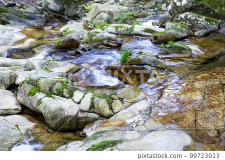 鳥取縣赤葉川洞窟流水雕刻而成的岩石景觀 鳥取縣赤葉川洞窟流水雕刻而成的岩石景觀 99723013