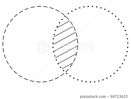 Venn diagram blank merge two dash line and dotted line circles chart infographic sign. 99723625