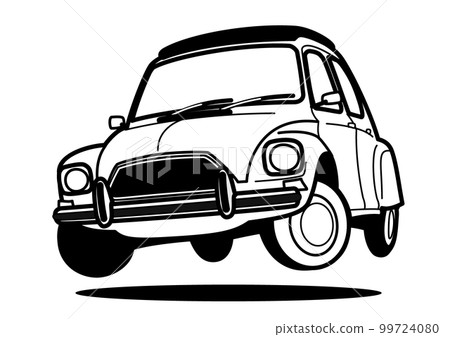 Retro French compact jump coloring style car illustration Retro French compact jump coloring style car illustration 99724080