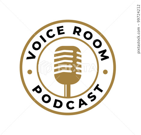 Logo Design Emblem Badge Stamp Design Retro Vintage Podcast or Radio design using Microphone icon label,symbol,template 99724212