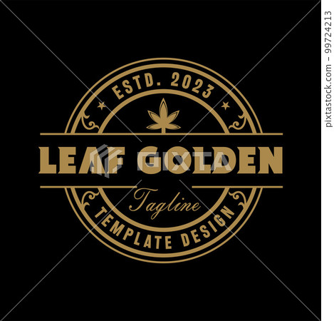 Logo design inspiration stamp Vintage leaf golden Badge Label Logo design inspiration stamp Vintage leaf golden Badge Label 99724213