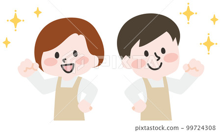 A smiling person wearing an apron 99724308