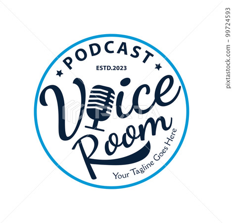 Podcast or Radio Logotype design using Microphone vector. stamp templates 99724593