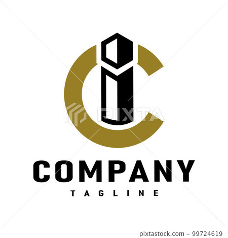 CI Vintage Alphabet letter monogram logo, simple C,I symbol icon 99724619
