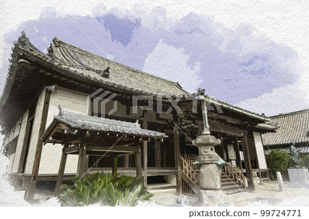 奈良縣奈良市水彩風格的蓮長寺正殿 奈良縣奈良市水彩風格的蓮長寺正殿 99724771