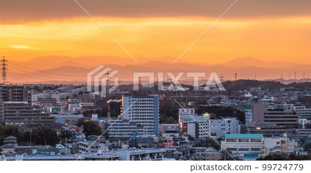 Cityscape of Yokohama, Japan Sunset sky... Overlooking the cityscape in front of Azamino Station Cityscape of Yokohama, Japan Sunset sky... Overlooking the cityscape in front of Azamino Station 99724779