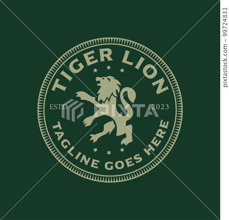 Vintage Retro Classic label, royal exclusive logo with lion. Lion emblem 99724831