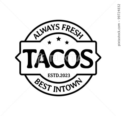 Round Logo vector design Minimalist Vintage Stamp Label Taco handwriting logo, label, badge, sign, emblem for Mexican restaurant menu, cafe badge. modern calligraphy. Vector illustration. Round Logo vector design Minimalist Vintage Stamp Label Taco handwriting logo, label, badge, sign, emblem for Mexican restaurant menu, cafe badge. modern calligraphy. Vector illustration. 99724832