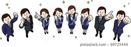 八位並排擺姿勢的新社會男女 99725449